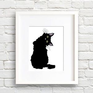 Beautiful Painting of Black Cat in 8x10 Frame